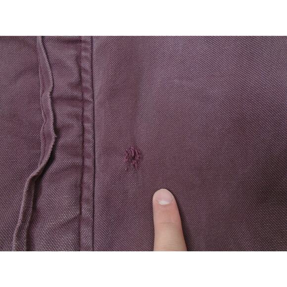 VTG 90s Canvas Santa Fe Quilt Lined Jacket Mens Plum XXL Corduroy Collar Work - Picture 2 of 16